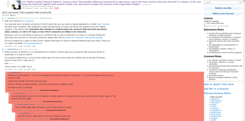 Reddit deletes truthful statements related to vaping